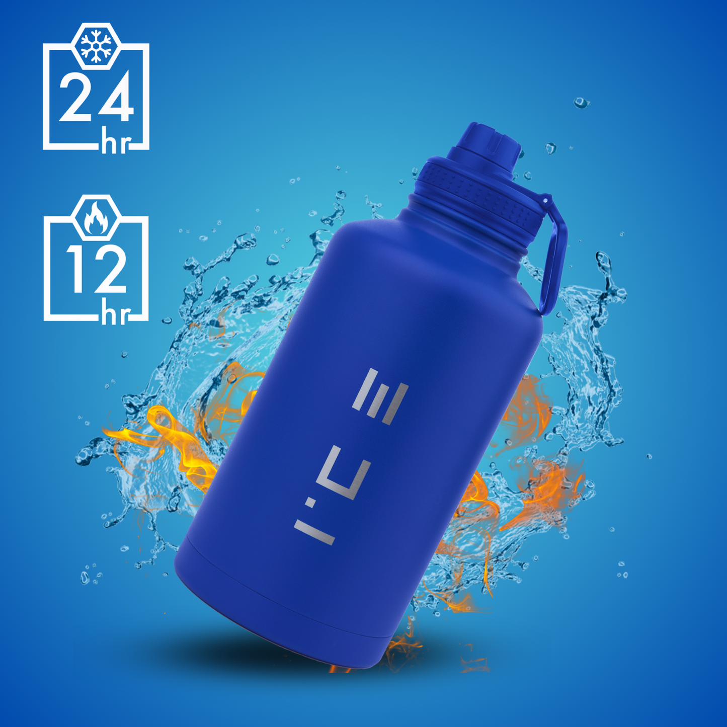 ICE Water Bottle in Blue - 64 oz