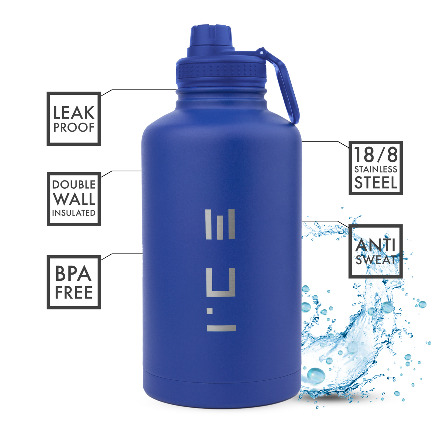 ICE Water Bottle in Blue - 64 oz