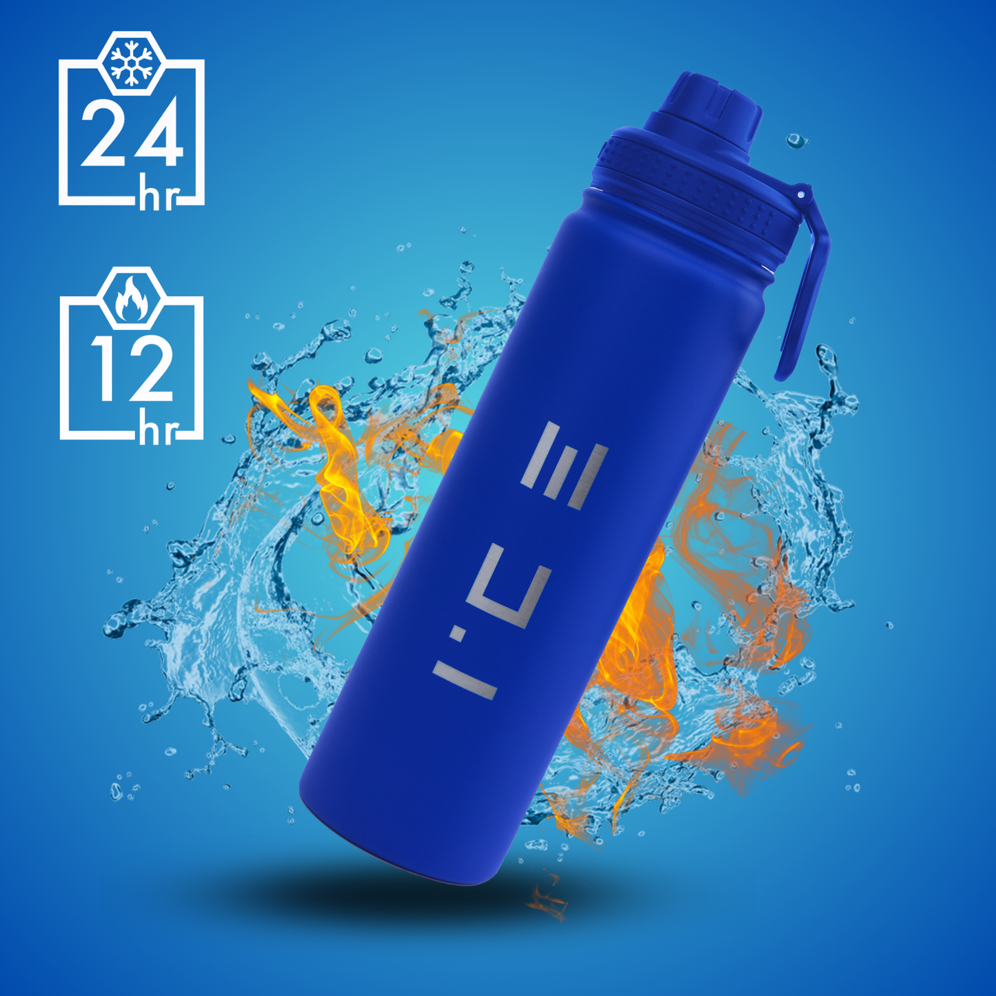 ICE Water Bottle in Blue - 22 oz