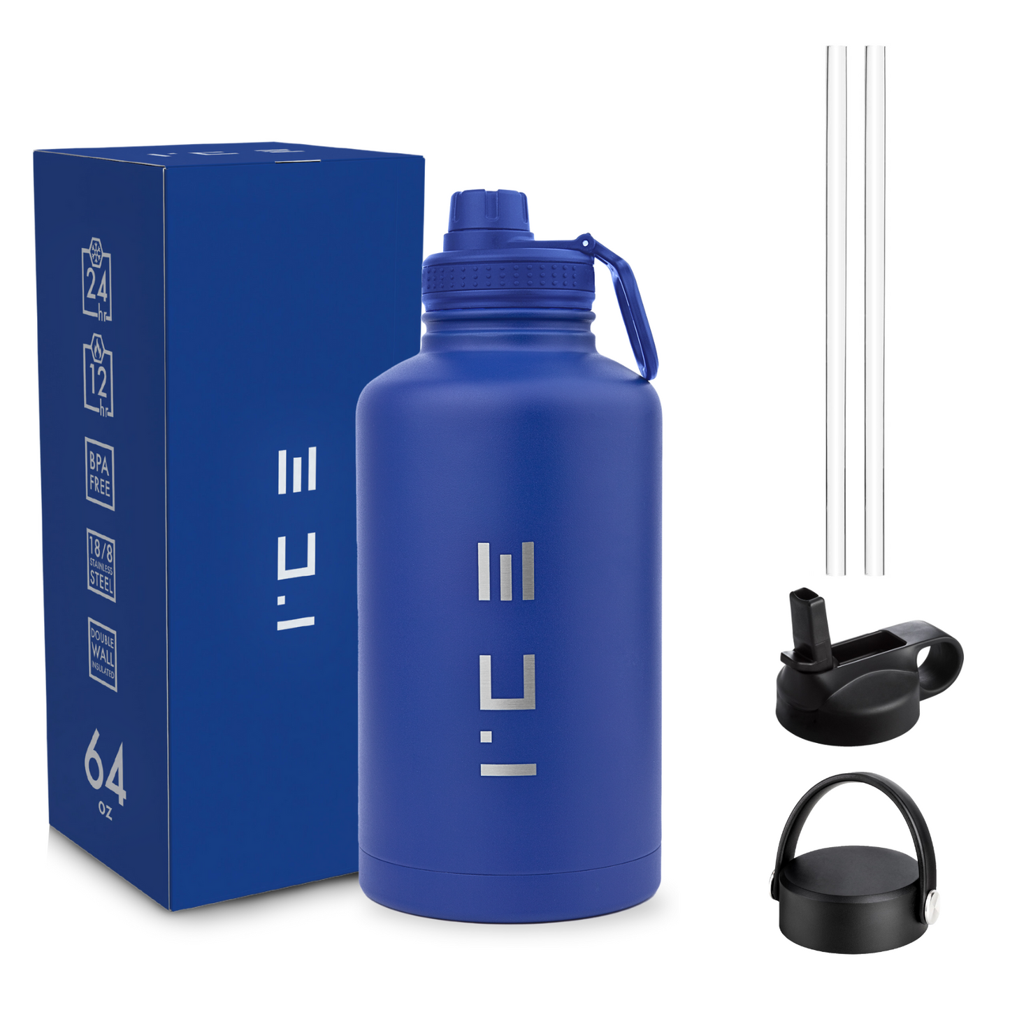 ICE Water Bottle in Blue - 64 oz