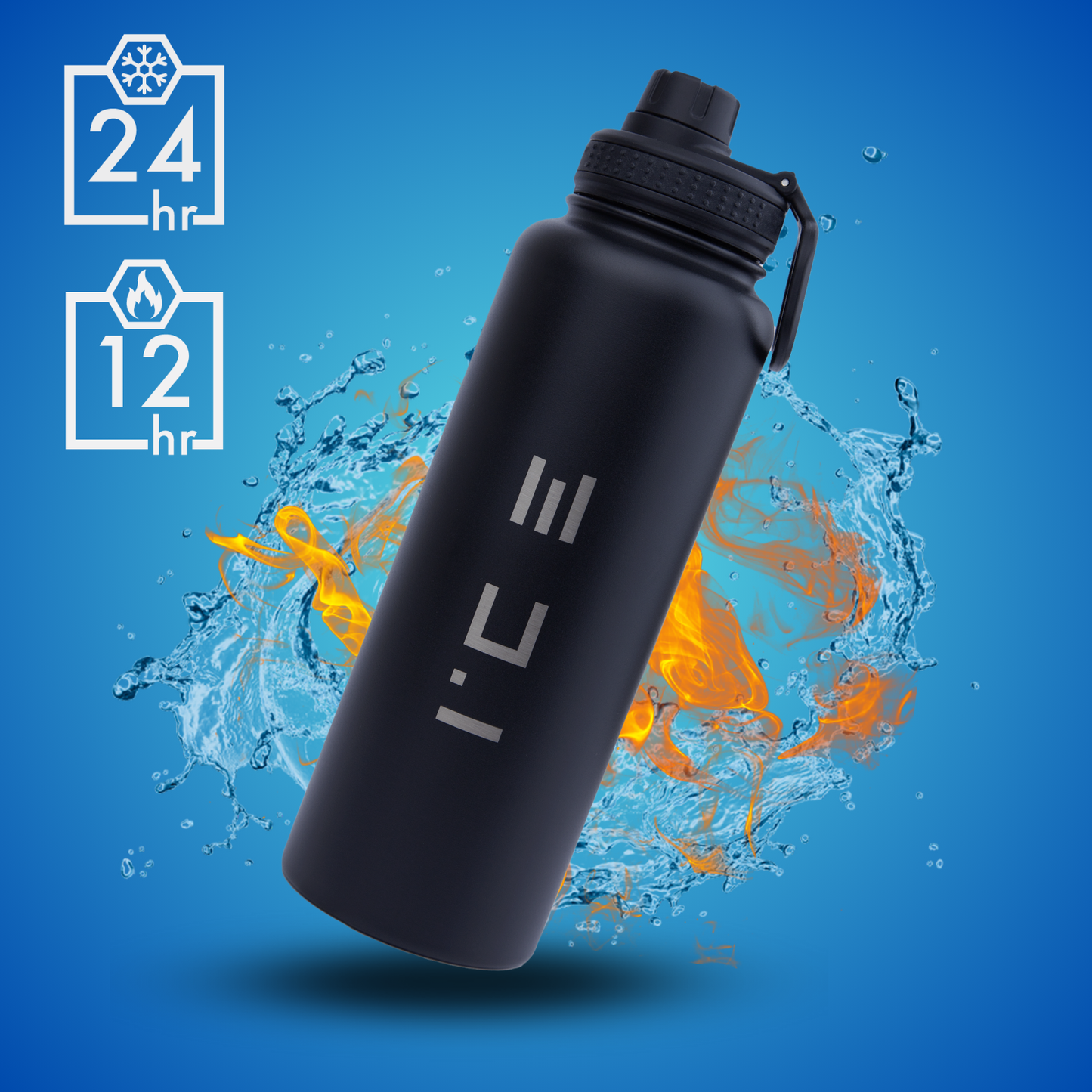 ICE Water Bottle in Black - 40 oz