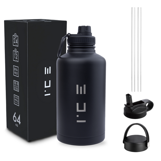 ICE Water Bottle in Black - 64 oz