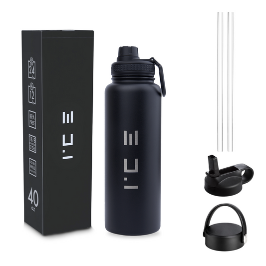 ICE Water Bottle in Black - 40 oz