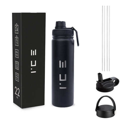 ICE Water Bottle in Black - 22 oz